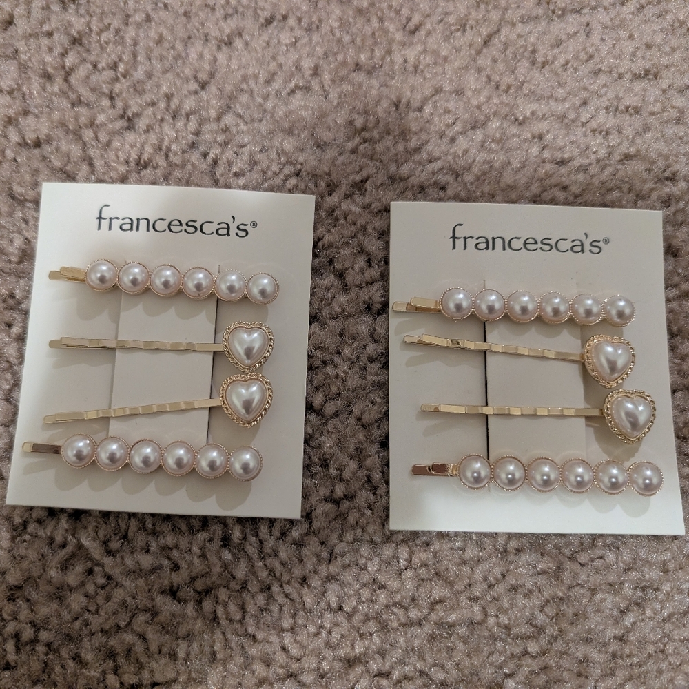 NWT 2 Sets of Francesca's Pearl and Gold Hair Clips